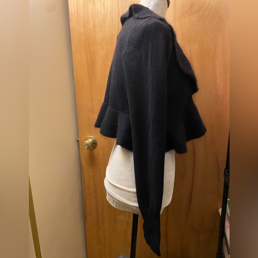 WHBM NWT Wool Rabbit Blend Ruffle Shrug Sweater Cardigan Bolero - Sz M - Picture 5 of 14